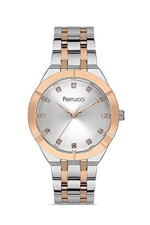 Ferrucci 1. Sınıf Çelik Zirkon Taşlı Kadın Kol Saat 2 Yıl Garantili