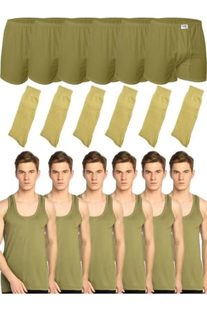 Erkek Boxer Atlet Çorap Asker Çamaşır Takımı Yeşili Açık Haki 2xl-5