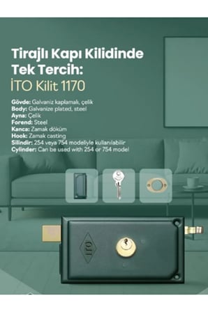 İto 1170K Tirajlı Kapı Kilitleri Karşılıklı 140 Mm , Yeşil