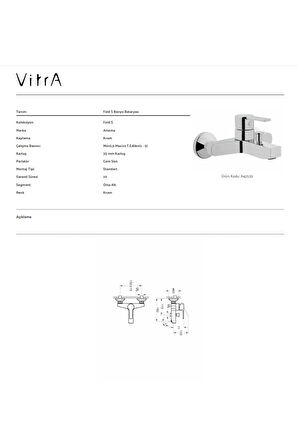 Vitra Fold S A42535 Banyo Bataryası, Krom