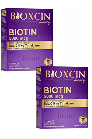 Biotin 5.000 Mcg 30 Tablet 2"li- Biotin Çinko 15 Mg Saç Ve Tırnak Vitamini