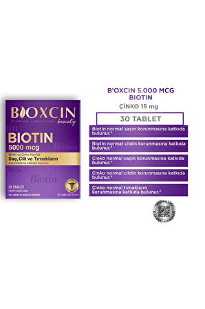 Biotin 5.000 Mcg 30 Tablet 2"li- Biotin Çinko 15 Mg Saç Ve Tırnak Vitamini