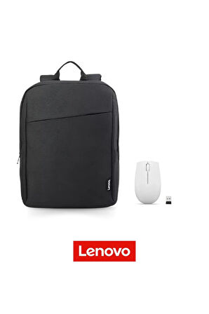 B210 GX40Q17225 Siyah 15.6" Laptop Sırt Çantası &Lenovo 300 GY51L15677 Optik Kablosuz Beyaz M