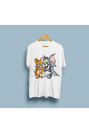 Oversize tom ve jerry tasarımlı T-shirt