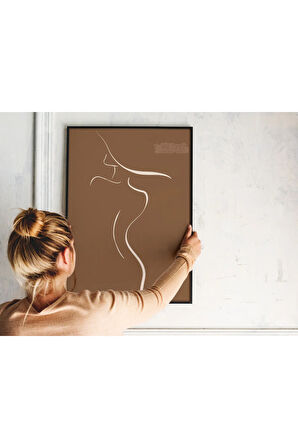 Poster , Line Art , Çerçevesiz Poster , Dijital Baskı , Soyut Kadın Figürü , Çizgi Sanatı