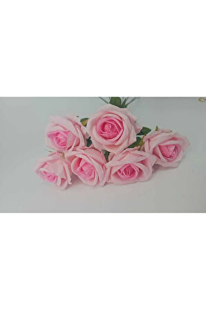 Yapay Kadife Gül 10 Adet Açık Pembe 50 cm VazoDekor Gelin Çiçeği ev Süsü