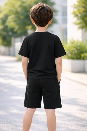 Erkek - Kız Çocuk Tişört Şort Takım %100 Pamuk Yazlık Rahat Kalıp Baskılı T-Shirt Çocuk Kombin