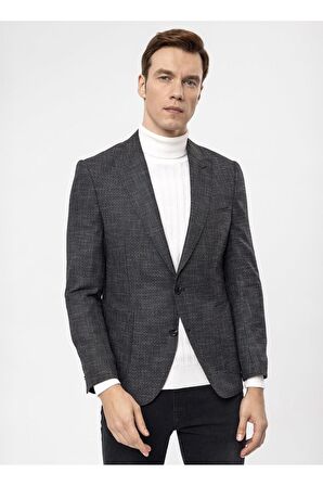 Süvari Slim Fit Siyah Erkek Armürlü Ceket Ct2021600299