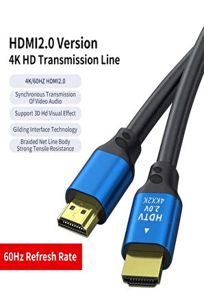 2.0 HDMI Kablo 4K@60Hz x 2K@144Hz Ethernet 18GBS Arc Hdtv 4Kx2K HDMI Kablosu