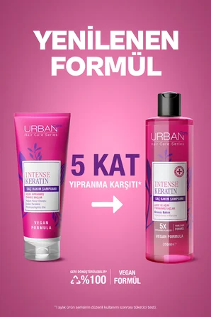 Intense Keratin Yoğun Hasar Onarıcı Saç Bakım Şampuanı-350ml-vegan x3
