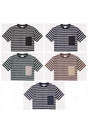 Pavotti Erkek Basic Bisiklet Yaka Cep Detaylı 5 Adet Süprem Kumaş T-Shirt Çok Renkli