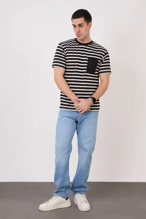 Pavotti Erkek Basic Bisiklet Yaka Cep Detaylı 5 Adet Süprem Kumaş T-Shirt Çok Renkli