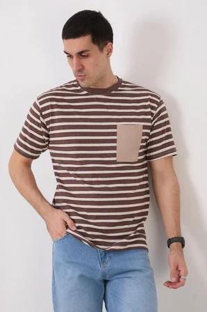 Pavotti Erkek Basic Bisiklet Yaka Cep Detaylı 5 Adet Süprem Kumaş T-Shirt Çok Renkli