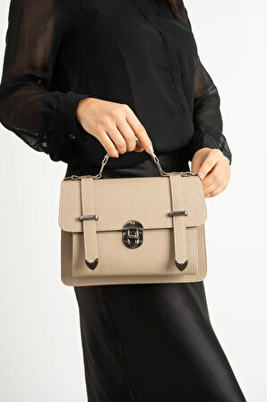 Vegan Deri Ayarlanabilir Uzun Askılı Kilitli Kadın Çantası Omuz Çantası