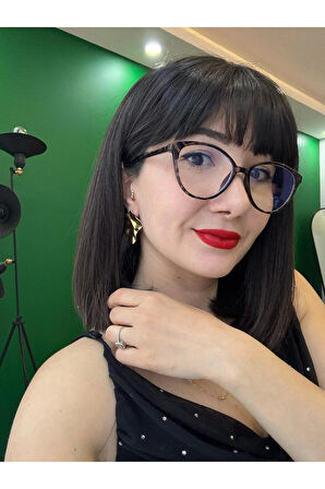 Elvin Leopar Füme Alt Ton Koyu Leopar CAt Eye 49 Ekartman Mavi Işık Korumalı Gözlük