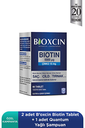Bıoxcın Bıotın 5000 Mcg 60 Tablet + Quantum Şampuan 100 Ml