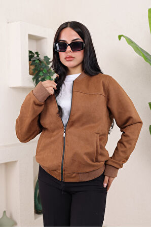 KADIN RELAX FİT BOMBER SÜET CEKET
