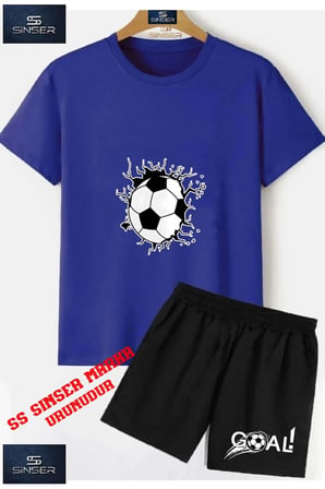 Çocuk UNISEX “FUTBOL TOP GRAFT“ Özel Baskılı Bisiklet Yaka Tişört - Şort Takım