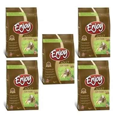 Enjoy Tavuk Etli Yetişkin Kedi Maması 1 Kg x 5 Adet