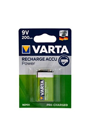 9 Volt 200mah Şarj Edilebilir 9 Volt Kare Pil Alman Malı