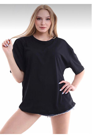 Unisex Pamuklu Bordo Bisiklet Yaka Oversize T-shirt