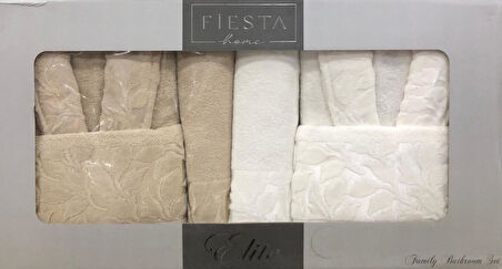 Fiesta Kısmi Kadife Jakarlı %100 Pamuklu Aile Bornoz Seti