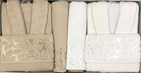 Fiesta Kısmi Kadife Jakarlı %100 Pamuklu Aile Bornoz Seti