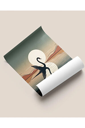 Çerçevesiz Poster Kuğu Silüeti