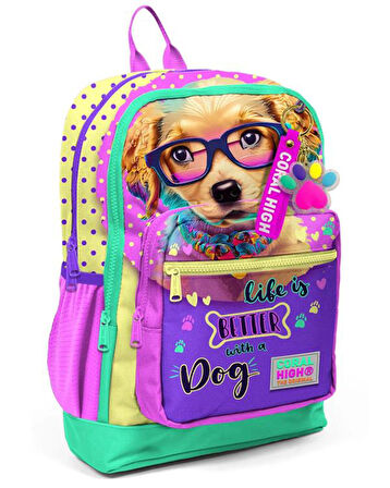 Coral High Kids Sarı Pembe Sevimli Köpek Desenli Okul Sırt Çantası 23752