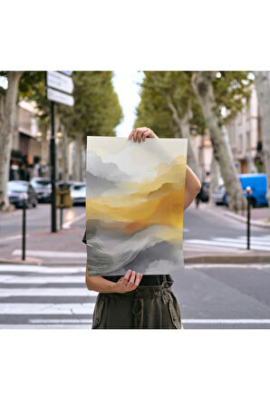 Çerçevesiz Poster Dijital Baskı Soyut "Sarı" 50x70