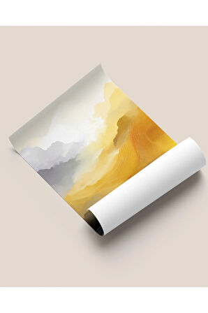 Çerçevesiz Poster Dijital Baskı Soyut "Sarı" 50x70