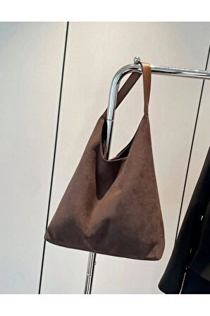 Büyük Kapasiteli Gündelik Tote Çanta Kadınlar Günlük Kullanım Ve İşe Gidiş İçin Trendy Süet Çanta