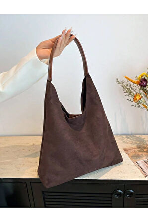 Büyük Kapasiteli Gündelik Tote Çanta Kadınlar Günlük Kullanım Ve İşe Gidiş İçin Trendy Süet Çanta