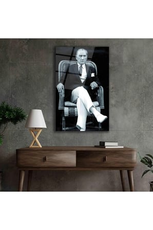 Atatürk Baskılı Cam Tablo 4mm Dayanıklı Temperli Cam..