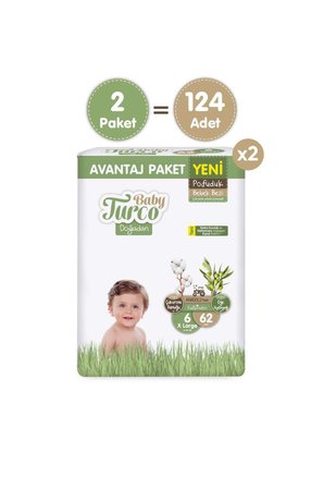 Baby Turco Doğadan Süper Avantaj Paketi Pofuduk Bebek Bezi 6 Numara Xlarge 124 Adet