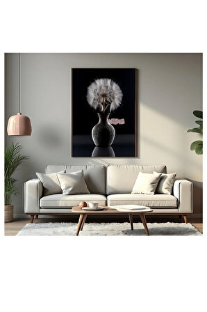 Çerçevesiz Poster Siyah Vazoda Karahindiba Çiçeği