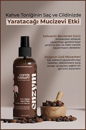 Doğal Kahve Tonik Saç (dökülme Karşıtı, Onarıcı) Ve Cilt Bakımı (ton Eşitleme, Antioksidan) 200 Ml