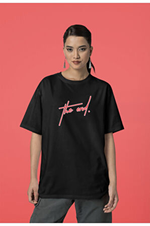 The end Baskılı Oversize Pamuk Tshirt