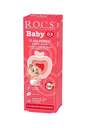 Rocs Baby 0-3 Yaş Elma Püresi-Florürsüz Diş Macunu 35 ML SKT:11/2026