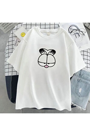 Kız Çocuk Beyaz Flower Baskılı Oversize T-shirt