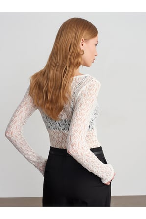 32763 Kayık Yaka Dantel Top