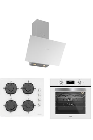 Silverline Beyaz Cam Ankastre Set - BO6502W02 Fırın, CS5700E6W01 Ocak, 3481 Flam 60 cm Davlumbaz