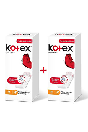 Kotex İnce Günlük Ped Parfümsüz 18li 2li Set