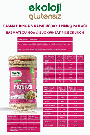 Glutensiz Karabuğday Kinoa Pirinç Patlağı100Gr6Paket GlutenFree Buckwheat Quinoa RicePuffs100Gr6Pack