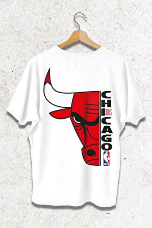 Oversize Chicago Bulls Tasarım Baskılı Tişört