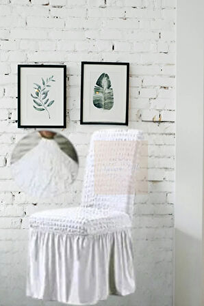 1 Adet Bürümcük Etekli Likralı Esnek Yıkanabilir Sandalye Kılıfı,45x45x60 Ölçüde Sandalye Örtüsü