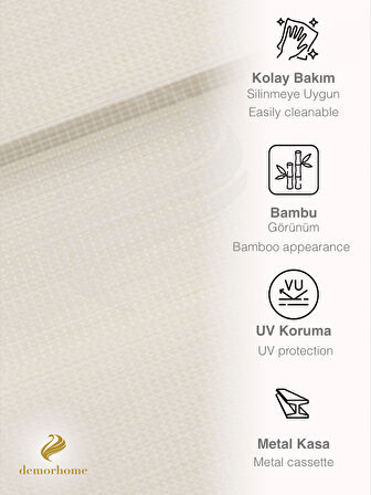 Demor Home Açık Krem Rengi Yüksek Kalite Bambu Zebra, Mekanize Perde