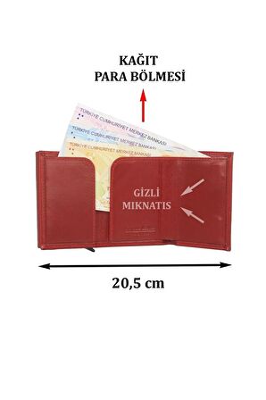  Taba Mekanizmalı Kartlık Unisex Mıknatıslı Kağıt Para Bölmeli