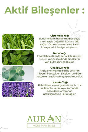 AURAN Anti-fly Sinek, Sivrisinek, Kene Ve Haşere Kovucu, Vücut Koruyucu, Bitkisel Sinek Savar Sprey 100ml