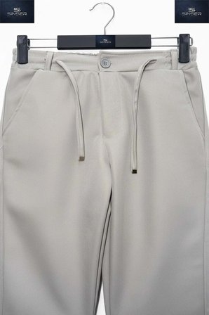 UNISEX Pantolon Bel Lastikli Likralı Paça Katlamalı Stil